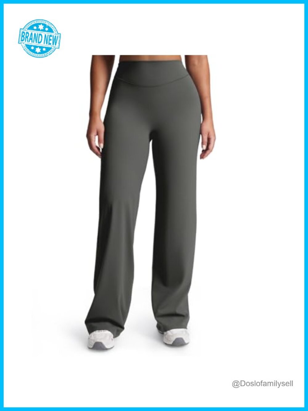 Straight Leg Yoga Pants Buttery Soft Nylon Spandex Mid Rise Athletic